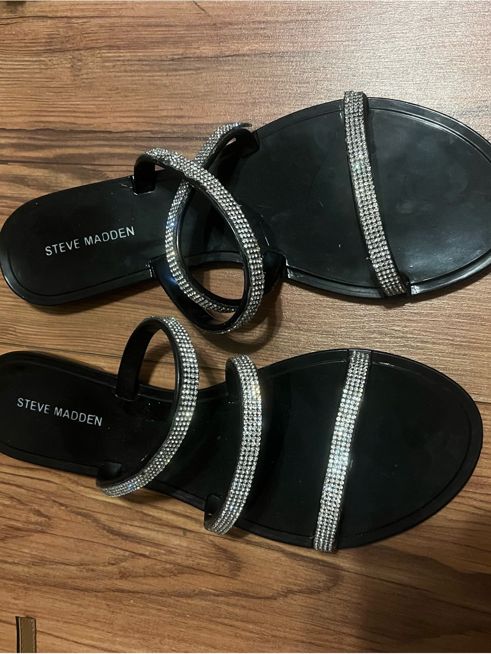 Steve Madden Black Sandals with Crystal Straps